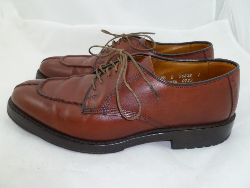 ALLEN EDMONDS 1354 DELLWOOD 8.5 D USED BROWN LEATHER SPLIT TOE SHOES/OXFORDS